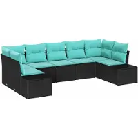 vidaXL Tuinset voor de tuin, 7-delig, 7 zitplaatsen, zwart en turquoise