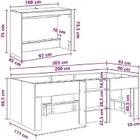vidaXL Bedframe met Bureau 2 st Zwart eiken Bewerkt hout