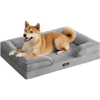 Feandrea Orthopedisch Hondenbed, Hondenmand van Flanel, Duifgrijs / L (89 x 63 x 16 cm)