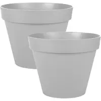 Eda 4x stuks toscane bloempot kunststof grijs - d20 x h17 cm - binnen- en buitenshuis