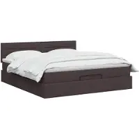 vidaXL Ottomaanse Bed met Matras en LED Donkerbruin 140 x 200 cm Stof