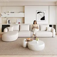 STILVORA Hoekbank 336 cm, L-vormig, Compressiebank met schuim, Modulaire bank zonder montage, Bank voor de woonkamer, Wit