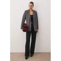 Trendyol TRENDYOLMİLLA Dames Grijs Effen Lang Regular fit Blazers