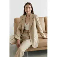 Trendyol TRENDYOLMİLLA Dames Bruin Effen Lang Regular fit Blazers