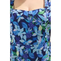 Trendyol Dames Blauw Bloemen Kort / Mini Kort Casual A-lijn Grote maten Jurk