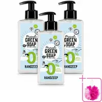 Marcel's Green Soap 3 x - Handzeep 0% - Zachte verzorging - 250 ml - Bulkverpakking - Handzeep 0% - Douchemop - Gevoelige huid