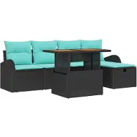 vidaXL Tuinset, 6-delig, zwart, polyrotan