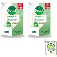 Dettol 2 x - Handzeep Navulling - Hydrate - Aloë Vera & Bamboe - 500 ml - Grootverpakking - Vaatwasstrips - Handzeep - Handen Reinigen - Antibacterieel - Hygiëne - Handen Verzorgen