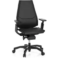 Hjh OFFICE GENIDIA BLACK Leder - High end bureaustoel Zwart