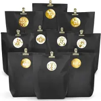 Dripio DIY-adventskalender, 24 zwarte papieren zakjes van kraftpapier, gouden cijferstickers