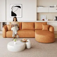 STILVORA L-vormige hoekbank met vulling, compressiebank zonder montage, modulaire bank voor woonkamer, slaapkamer, appartement, oranje
