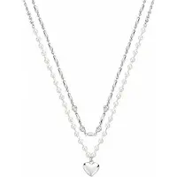 Brosway CHAKRA BHKN131 DUBBELE STAINLESS STEEL HARTJES KETTING MET KRALEN EN KRISTALLEN 1 STUK