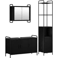 vidaXL Badkamerkast set 3 st Zwart eiken 40 x 36 x 200,5 cm
