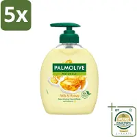Palmolive 5 x – Handzeep – Melk & Honing – 300 ml - Wasstrips - Handzeep - Melk En Honing - Voedende Handzeep - Natuurlijke Handzeep - Crème Handzeep