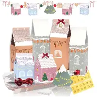 Dripio Adventskalender met 24 vakken, huisjes om te vullen, zelf te maken, 3 verschillende maten, rood