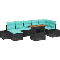 vidaXL Tuinset, 8-delig, zwart, polyrotan