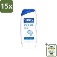 Sanex 15 x - Shampoo - Anti-Roos - Tegen Schilfers - 250 ml - Wasstrips - Anti-roos Shampoo - Schilfers Shampoo - Kalmerende Shampoo - Hoofdhuid Verzorging - Schilfers Bestrijding