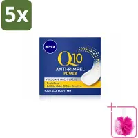 Nivea 5 x - Nachtcrème - Q10 POWER Anti-Rimpel - Voor alle huidtypen - Met Q10 & Creatine - 50 ml - Bulkverpakking - Anti-rimpel crème - Douchemop - Nachtcrème