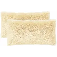 vidaXL Kussensloop 2 st HEERLEN Crèmekleurig 40 x 80 cm PV Fleece