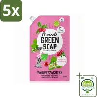 Marcel's Green Soap 5 x Marcel’s Green Soap – Wasverzachter – Patchouli & Cranberry - Navulling – 750 ml - Grootverpakking - Vaatwasstrips - Wasverzachter - Navulling - Patchouli - Cranberry - Wasverzachter Navulling