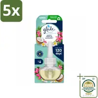 Glade 5 x - Navulling Elektrische Olie - Exotic Tropical Blossoms - Zonder Houder - Wasstrips - Luchtverfrisser - Geur - Tropische Geur - Monoi Olie - Kokosmelk