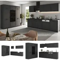 Vicco Complete keukeneenheid R-Line Antraciet landelijk/Antraciet 180 cm antraciet werkblad, Model 67766