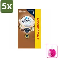 Glade 5 x - Touch & Fresh Navulling - Sensual Sandelhout Jasmijn - 2 × 10 ml - Bulkverpakking - Geur navulling - Douchemop - Sensual Sandalwood Jasmine