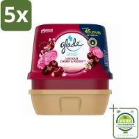 Glade 5 x - Badkamer Gel - Luscious Kers & Pioenroos - 180 g - Grootverpakking - Vaatwasstrips - Geur Gel Badkamer - Bloemige Geur - Frisse Geur - Kersen En Pioenrozen - Geur In Huis
