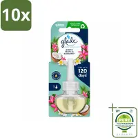 Glade 10 x - Navulling Elektrische Olie - Exotic Tropical Blossoms - Zonder Houder - Grootverpakking - Vaatwasstrips - Tropische Geur - Monoi Olie - Exotische Bloemen - Kokosmelk - Geurhoudend