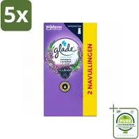 Glade 5 x - Touch & Fresh Navulling - Tranquil Lavender & Aloë - 2 × 10 ml - Grootverpakking - Vaatwasstrips - Geur - Ontspanning - Frisse Geur - Natuurlijke Geur - Kalme Geur
