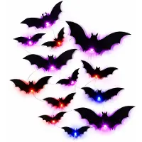 VHV - 3d vleermuis muurstickers en - 36 stuks - Zelfklevend - Halloween vleermuizen - PVC muursticker - Halloween decoratie - LED verlichting