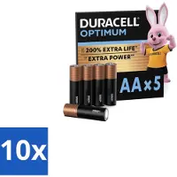 Duracell 10 x Optimum – Alkaline Batterijen AA – LR6 1,5V – 5-pack - AA Batterijen - Alkaline Batterijen - Digitale Camera - Gamecontroller - Xbox
