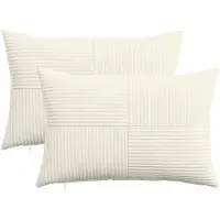 vidaXL Kussensloop 2 st ALMELO Crèmekleurig 30 x 50 cm corduroy
