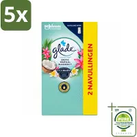 Glade 5 x - Touch & Fresh - Exotic Tropical Blossoms - 2x 10 ml - Grootverpakking - Vaatwasstrips - Geur - Frisheid - Monoi Olie - Tropische Bloemen - Kokosmelk