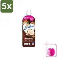 Soupline 5 x – Wasverzachter – Verwarmende Kokosnoot & Witte Bloemen – 950 ml - Bulkverpakking - Wasverzachter - Douchemop - Kokosnoot