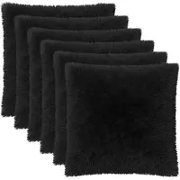 vidaXL Kussensloop 6 st HEERLEN Zwart 55 x 55 cm PV Fleece