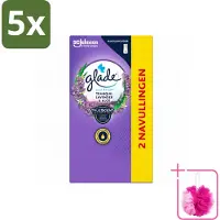 Glade 5 x - Touch & Fresh Navulling - Tranquil Lavender & Aloë - 2 × 10 ml - Bulkverpakking - Geur - Douchemop - Ontspanning