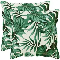 vidaXL Kussensloop 2 st HOUTEN Bladpatroon 35 x 35 cm Polyester