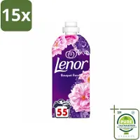 Lenor 15 x - Wasverzachter - Bloemenboeket - Fris & Zacht - 55 Wasbeurten - Grootverpakking - Vaatwasstrips - Wasverzachter Bloemen - Frisse Geur - Ontspanning - Bloemige Geur - Saffraan
