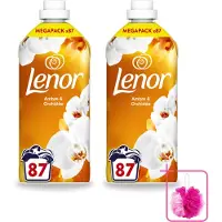Lenor 2 x - Wasverzachter - Amber & Orchidee - Fris & Zacht - 87 Wasbeurten - Bulkverpakking - Wasverzachter - Douchemop - Geur