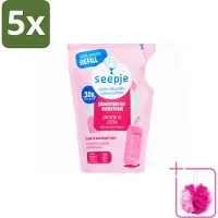 Seepje 5 x - Wasverzachter - Duurzaam & Frisse Geur - Navulling - Pioenroos en Cederhout - 30 Wasbeurten - 750 ml - Bulkverpakking - Wasverzachter - Douchemop - Natuurlijke wasverzachter