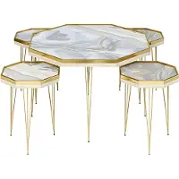 AEA Wohnzimmer-Set Grau und Gold aus Edelstahl und MDF modern und elegant
