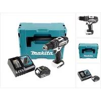 Makita DHP 482 RG1J W accu-slagboormachine 18 V 62 Nm wit + 1x accu 6,0 Ah + oplader + Makpac