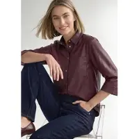 Street One Dames blouse met 3/4-mouwen in leerlook - Rood - 34
