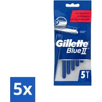 Gillette 5 x - Blue II - Wegwerpscheermesjes - Precisie & Comfort - 5 Scheermesjes - Voordeelverpakking - 5 stuks