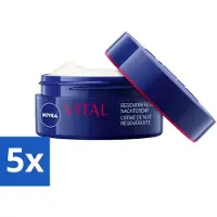 Nivea 5 x - Nachtcrème - VITAL Anti-Rimpel Herstellend - Voor rijpe huid - Met Vitamine F, Teunisbloemolie & Calcium - 50 ml - Voordeelverpakking - 5 stuks