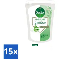 Dettol 15 x - Wasgel Navulling - Hydrate - Aloë Vera & Bamboe - 250 ml - Voordeelverpakking - 15 stuks