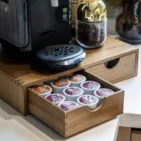 Famanu – Houten K-Cup organizer voor koffiepads en thee, opbergdoos met 30 pod capaciteit, perfect voor een georganiseerde keuken