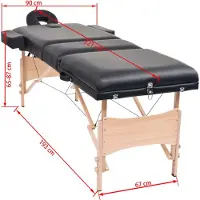 vidaXL Massagetafel- en krukset inklapbaar 3 zones 10 cm dik wit