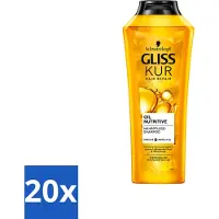 GLISS 20 x -Kur - Shampoo - Oil Nutritive - Voedende Shampoo - Voor Stroef & Gespannen Haar - 400 ml - Voordeelverpakking - 20 stuks